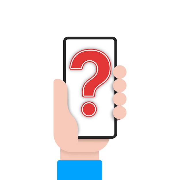 Imagen conceptual de un signo de interrogación en la pantalla de un teléfono inteligente