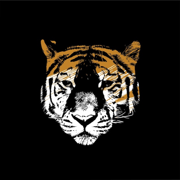 Imagen conceptual de un tigre dorado sobre fondo negro