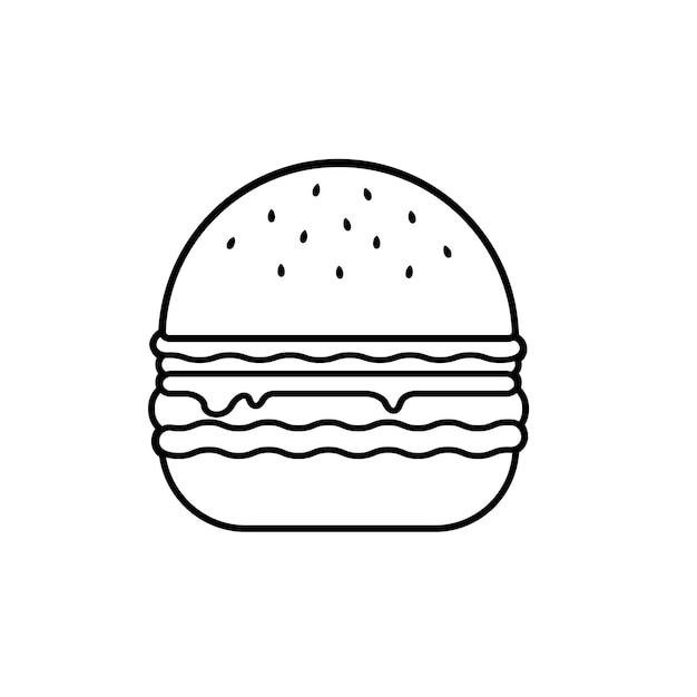 Imagen de contorno de una hamburguesa ilustración vectorial