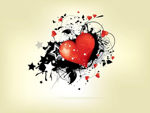 Vector imagen de un corazón con un fondo ornamental floral