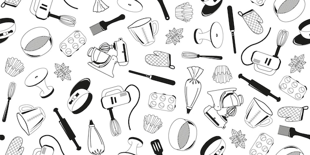 Imagen sin costuras de artículos de confitería en estilo doodle