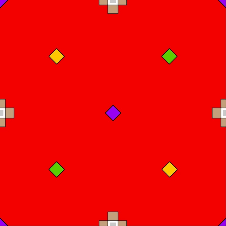 Vector una imagen de un cuadrado rojo y verde con cuadrados en el medio.