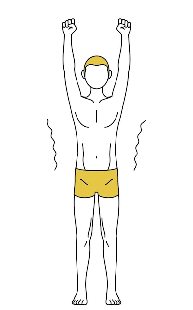 Imagen de depilación y estética masculina Un hombre en ropa interior estirándose y erguido