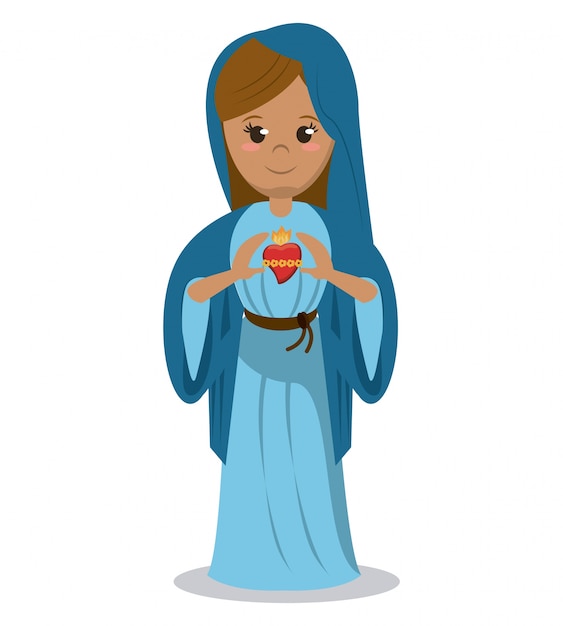 Vector imagen devocional del corazón sagrado de la virgen maría