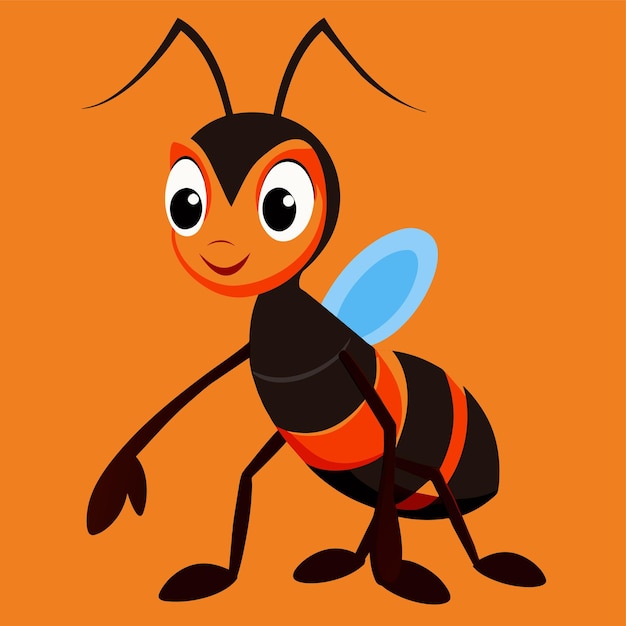 una imagen de dibujos animados de una abeja con un ojo azul y una abeja negra y roja en el frente
