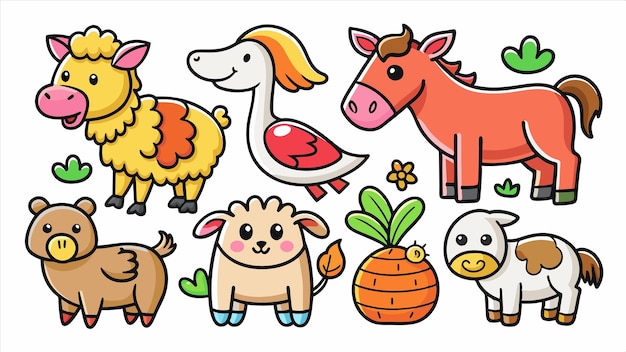 una imagen de dibujos animados de un animal de la granja y una vaca de caricatura