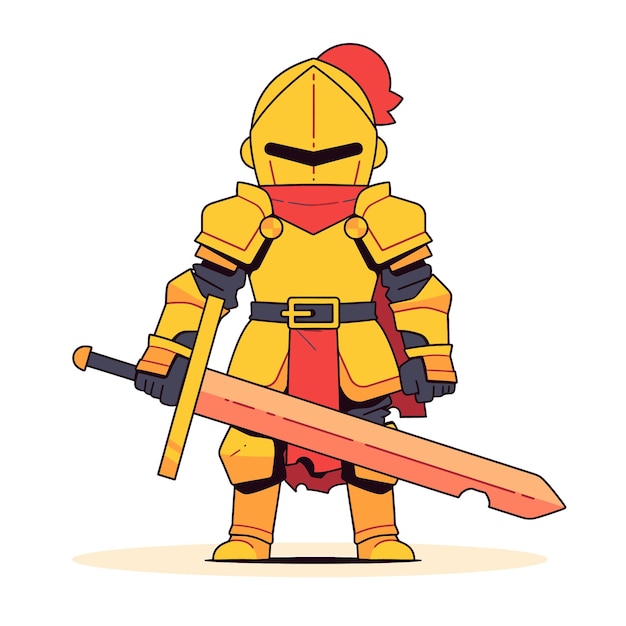 imagen de dibujos animados de un caballero con una espada en una vibrante representación 3D para materiales impresos