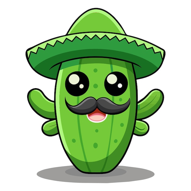 una imagen de dibujos animados de un cactus con bigote y bigote