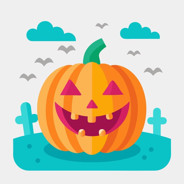 una imagen de dibujos animados de una calabaza con una cara que dice "calabaza"