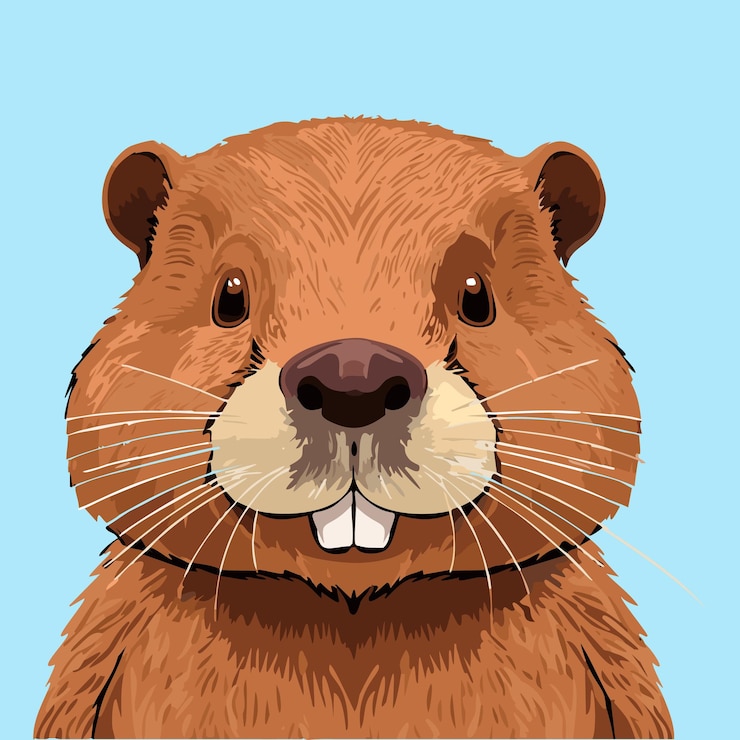 Vector una imagen de dibujos animados de un castor con un fondo azul