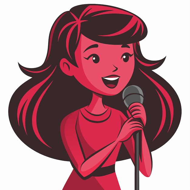 una imagen de dibujos animados de una chica cantando con un micrófono