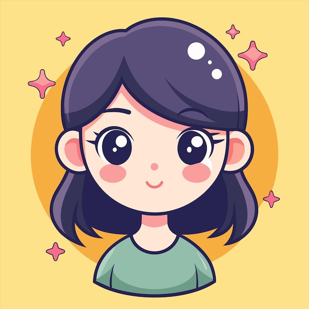 una imagen de dibujos animados de una chica con un fondo amarillo