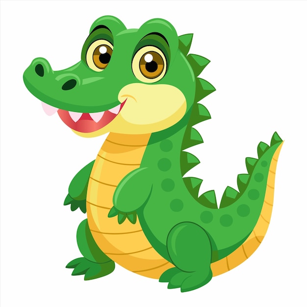 una imagen de dibujos animados de un cocodrilo verde con una boca amarilla y un dragón verde en el frente