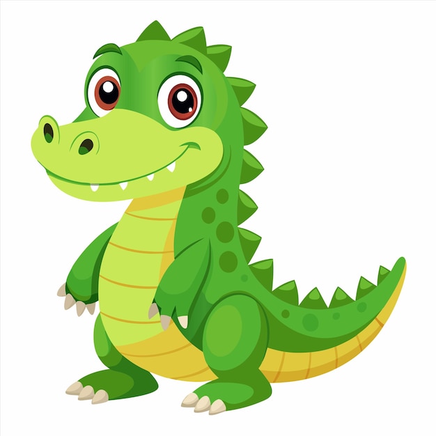 una imagen de dibujos animados de un cocodrilo verde con una gran sonrisa