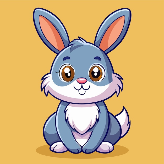 una imagen de dibujos animados de un conejo azul con un fondo amarillo