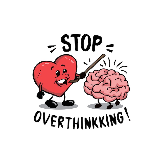 una imagen de dibujos animados de un corazón y cerebro diciendo parar