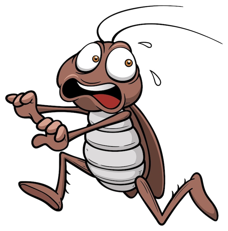 Vector una imagen de dibujos animados de una cucaracha con una pierna rota