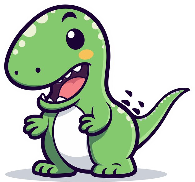 una imagen de dibujos animados de un dinosaurio verde con un fondo blanco