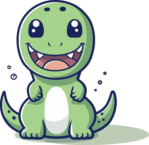 una imagen de dibujos animados de un dinosaurio verde con un huevo en el medio