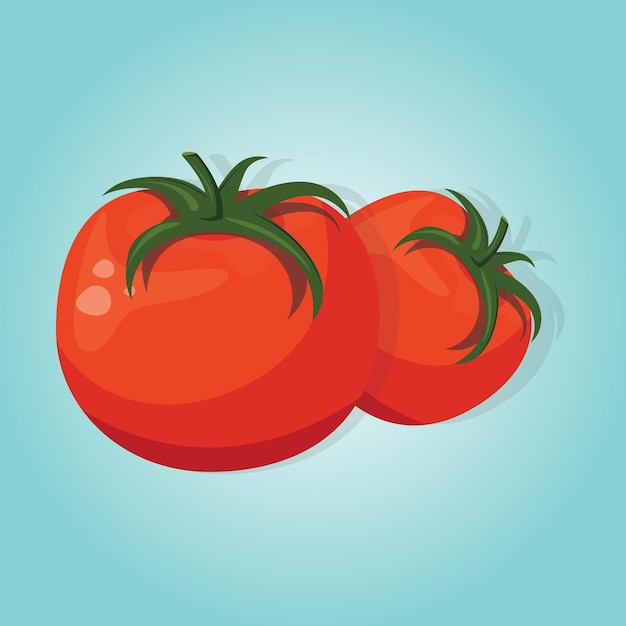 Vector una imagen de dibujos animados de dos tomates con el tallo en él.