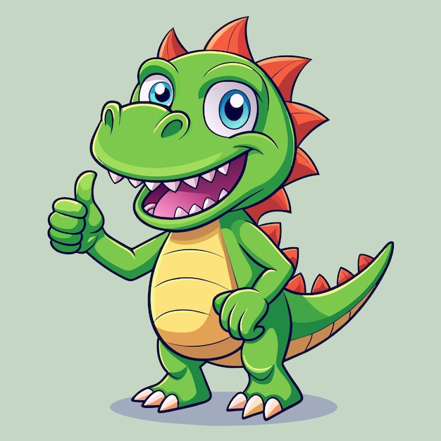 una imagen de dibujos animados de un dragón con los pulgares hacia arriba