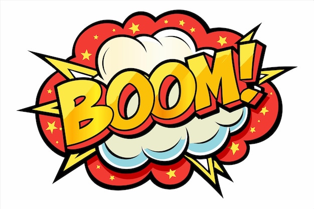 una imagen de dibujos animados de una explosión con la palabra bomba en ella