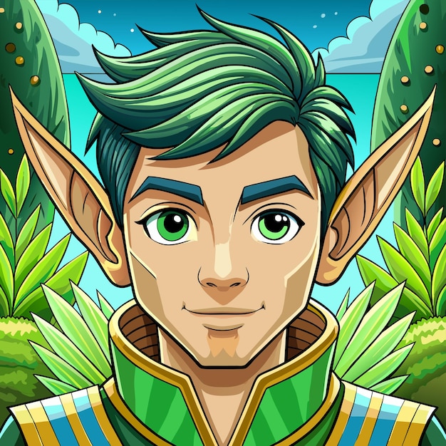 Vector una imagen de dibujos animados de un hombre con cabello verde y una camisa azul con un cabello verde