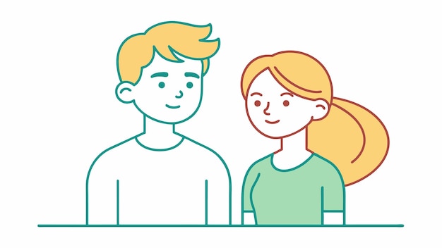 una imagen de dibujos animados de un hombre y una mujer mirándose el uno al otro