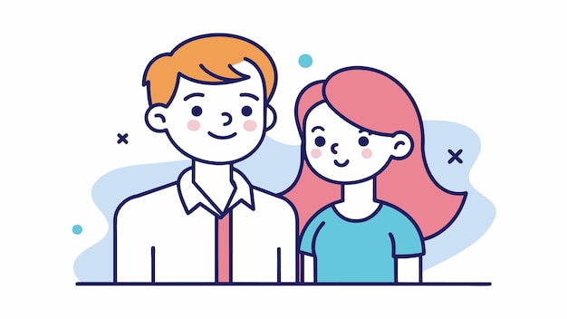 una imagen de dibujos animados de un hombre y una mujer con una sonrisa