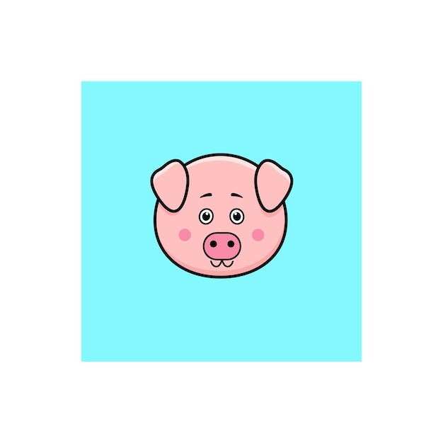 Imagen de dibujos animados de una ilustración de vector de cabeza de cerdo lindo rosa