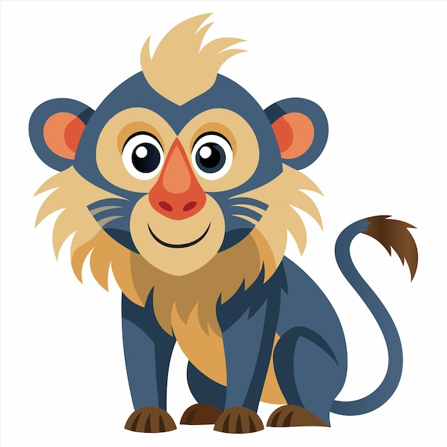 una imagen de dibujos animados de un león con una melena azul y una nariz amarilla