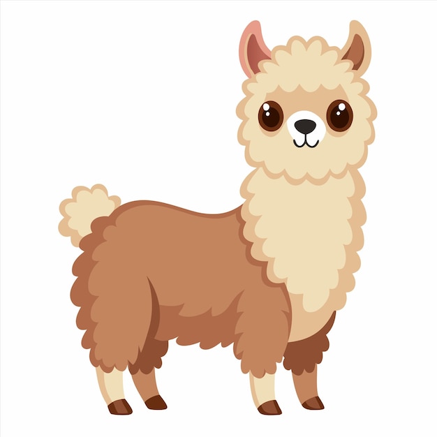 una imagen de dibujos animados de una llama con una cara marrón y un fondo blanco