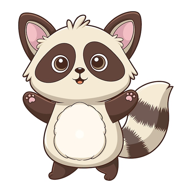 Una imagen de dibujos animados de un mapaches feliz con la boca abierta