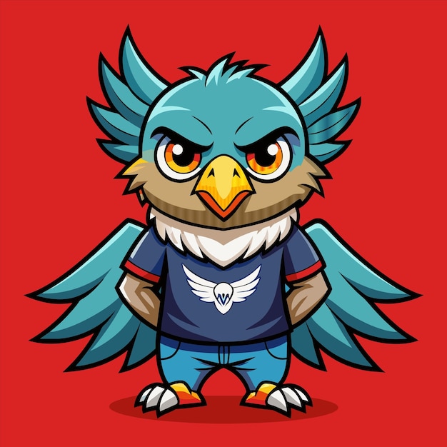 una imagen de dibujos animados de un pájaro azul con alas en él