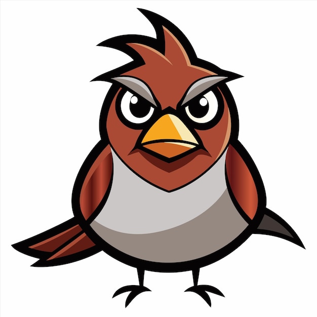 una imagen de dibujos animados de un pájaro rojo y marrón con una camisa blanca que dice enojado