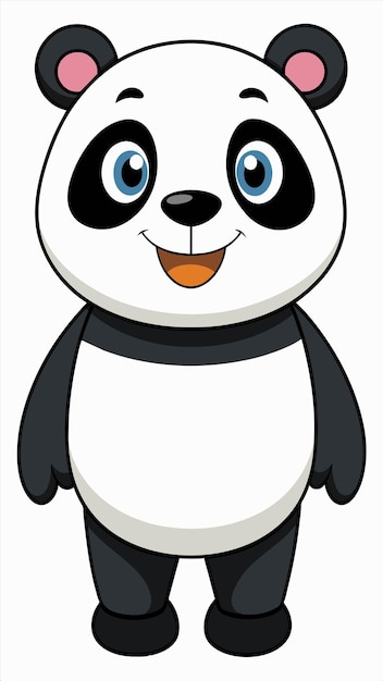 una imagen de dibujos animados de un panda con ojos azules y una cara negra y blanca