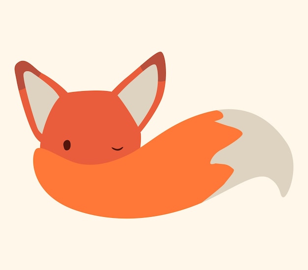 Vector una imagen de dibujos animados de un zorro con una cola acurrucada.