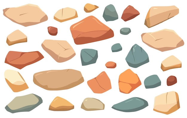 Imagen de diferentes piedras conjunto de piedras aisladas para su diseño ilustración vectorial ai generado