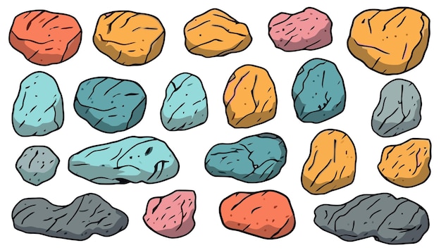 Imagen de diferentes piedras Conjunto de piedras aisladas para su diseño Ilustración vectorial AI generado