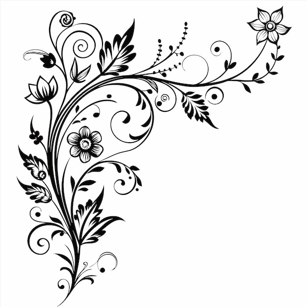 una imagen de un diseño floral con flores y una flor
