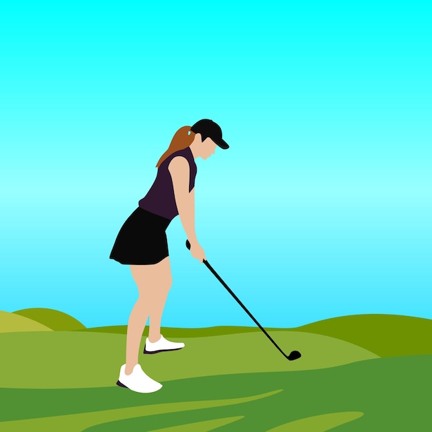 Imagen e ilustración vectorial de la mujer de golf