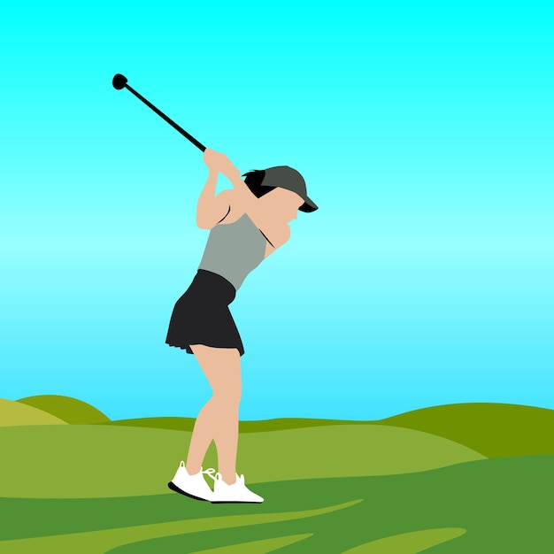 Imagen e ilustración vectorial de la mujer de golf