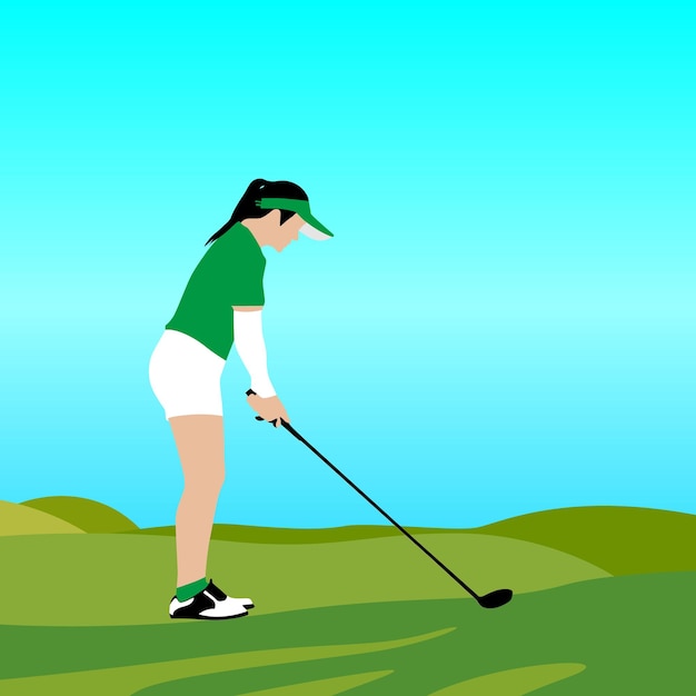 Imagen e ilustración vectorial de la mujer de golf
