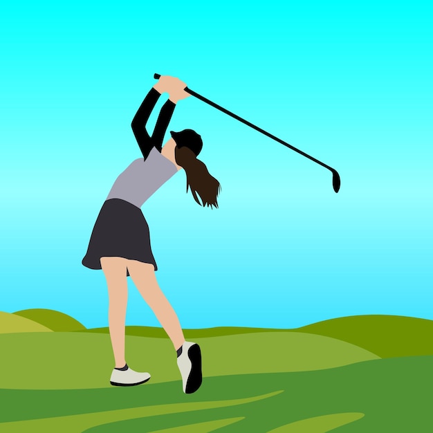 Imagen e ilustración vectorial de la mujer de golf