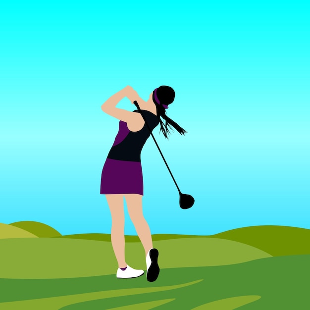 Imagen e ilustración vectorial de la mujer de golf