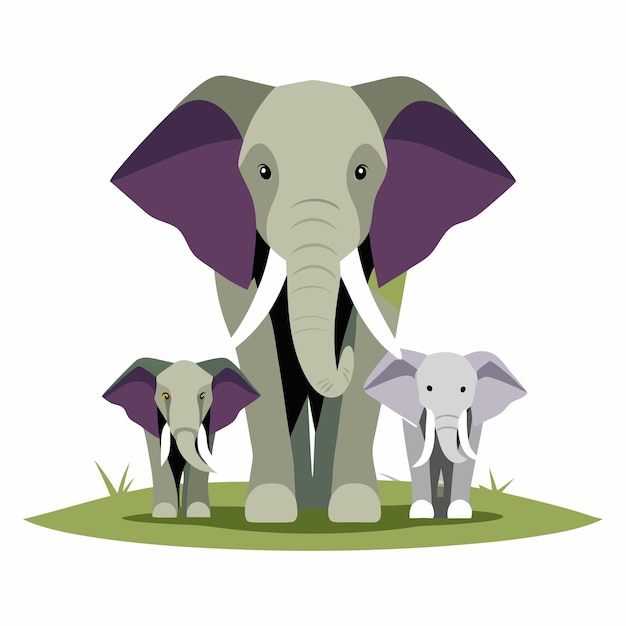 una imagen de un elefante y dos pequeños elefantes