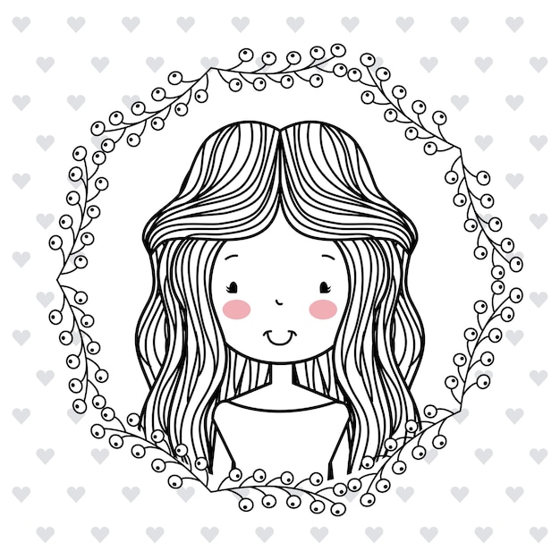 Imagen de emblema dibujado mano linda mujer