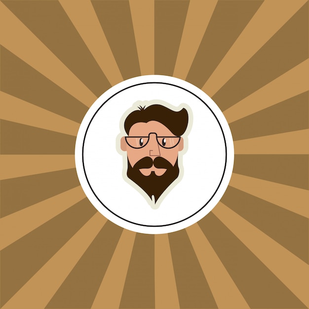 imagen de emblema de hombre hipster