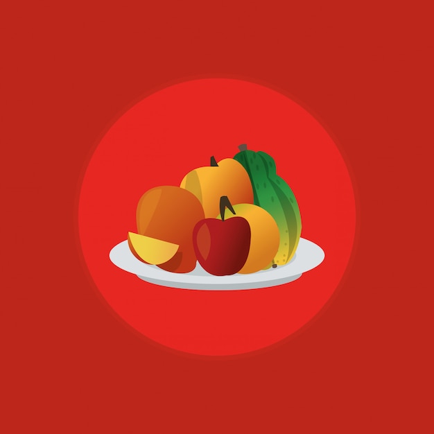 imagen de emblema de icono de varias frutas