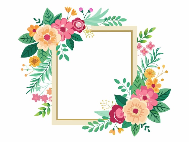 una imagen enmarcada de flores y hojas con un marco que dice quot primavera quot
